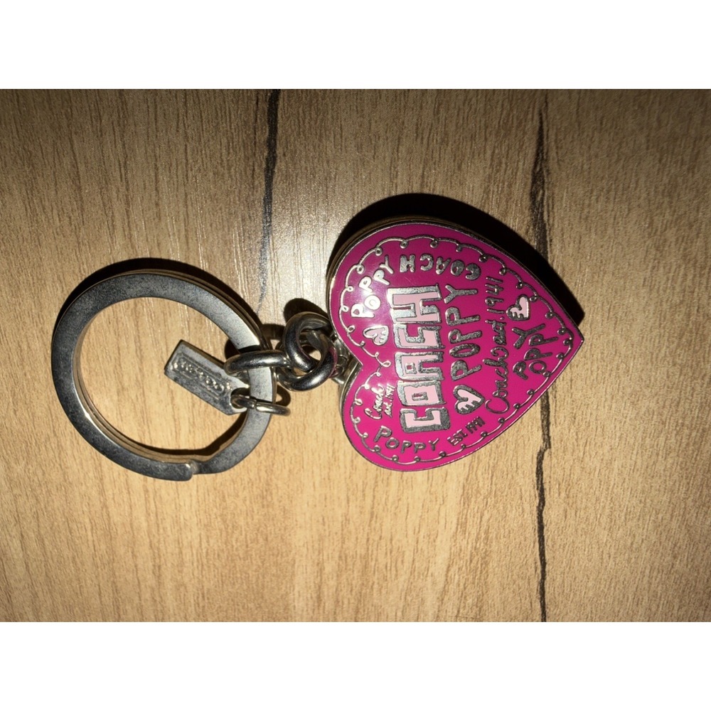 Coach RARE Poppy Heart Photo Frame Locket Key chain Fob - Picture 5 of 6